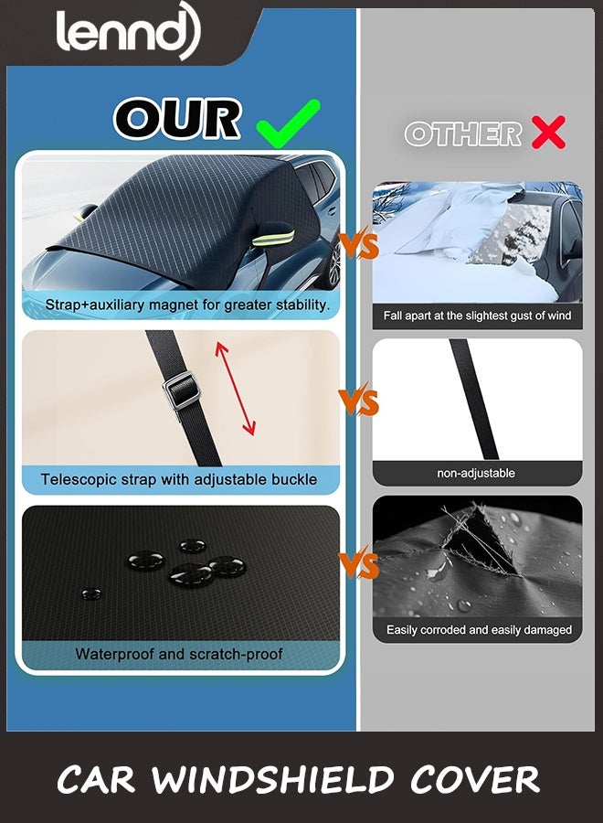 LENND Car Windshield Cover for Ice and Snow - Universal Windshield Snow Cover with Side Window and Rearview Mirror Protector, Durable Magnetic Winter Frost Hail Guard, Suitable for Most Cars,SUV,Truck - Image 3